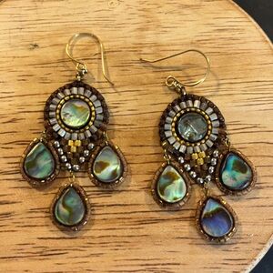 Miguel Ases Gold and Brown Dangle Earrings